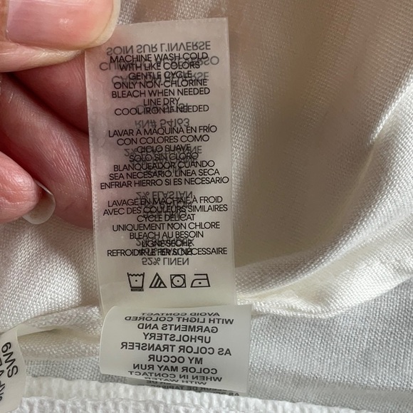 NWOT Calvin Klein Off-White Linen Blend Button Down Blouse in Size M. - Picture 12 of 12